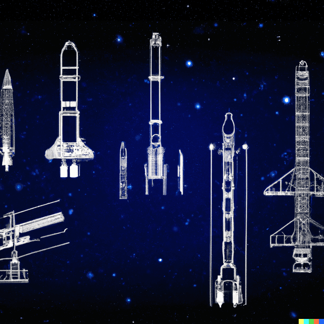 blueprint of a space rocket, Style Leonardo Da Vinci